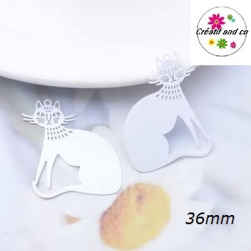 Breloque estampe chat blanc 36mm