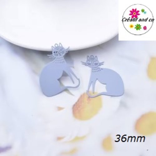 Breloque estampe chat gris 36mm