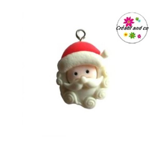 Breloque tête père noël résine