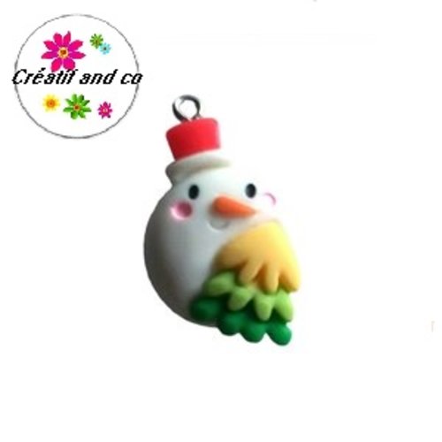 Breloque tête bonhomme de neige résine