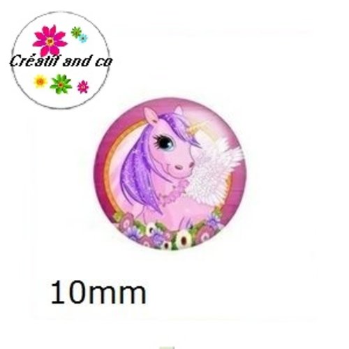 X2 cabochons licorne 10mm