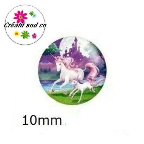 X2 cabochons licorne 10mm