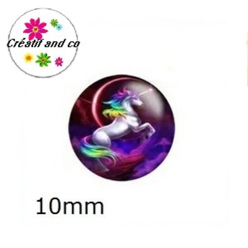 X2 cabochons licorne 10mm