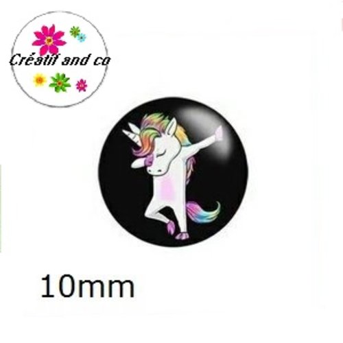 X2 cabochons licorne 10mm