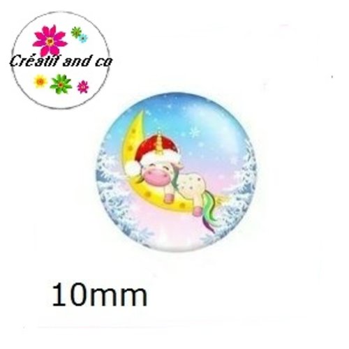 X2 cabochons licorne 10mm