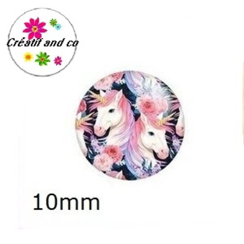 X2 cabochons licorne 10mm