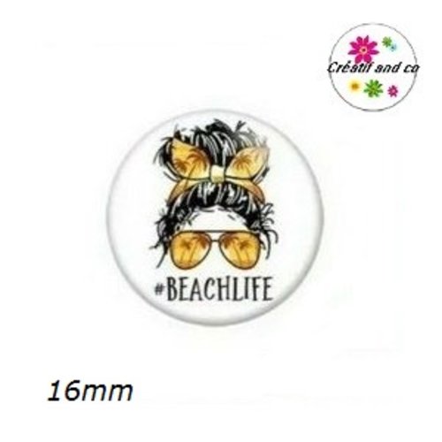 X2 cabochons visage femme et son bandeau 16mm