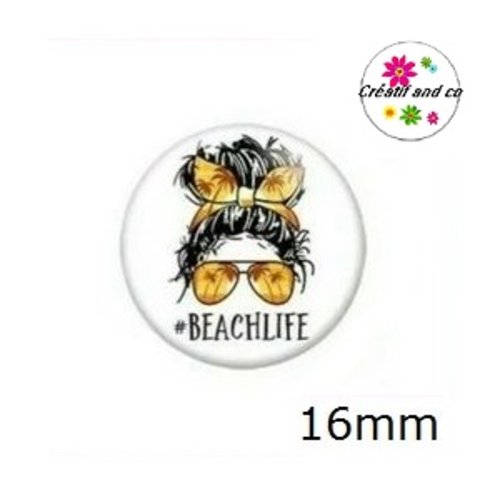 X2 cabochons visage femme et son bandeau 16mm