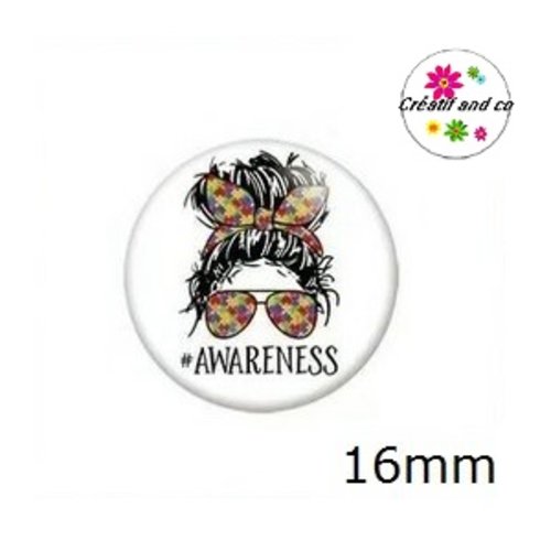 X2 cabochons visage femme et son bandeau 16mm