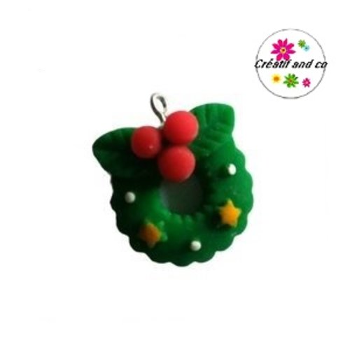 Breloque couronne de noël résine