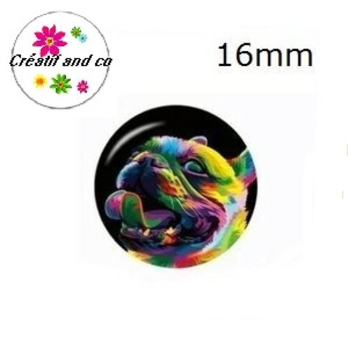 X2 cabochons chien coloré 16mm