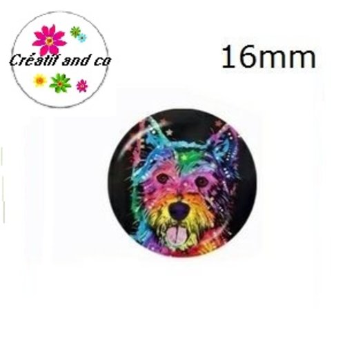 X2 cabochons chien coloré 16mm