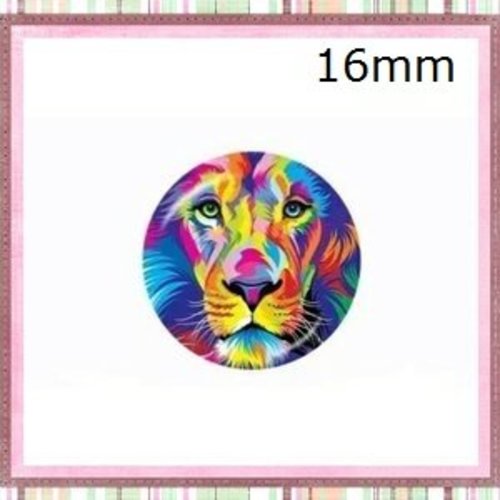 X2 cabochons lion coloré 16mm