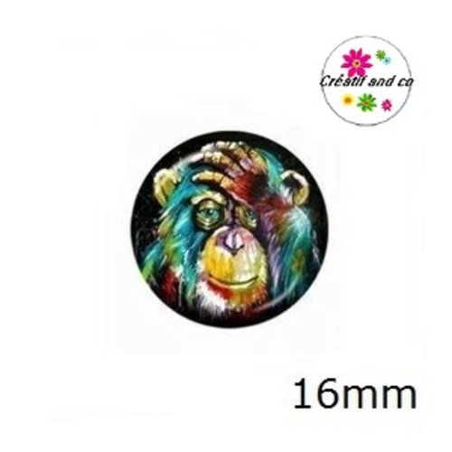 X2 cabochons singe coloré 16mm