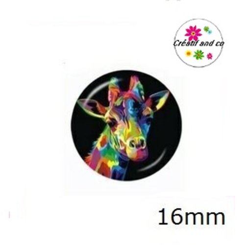 X2 cabochons girafe colorée 16mm