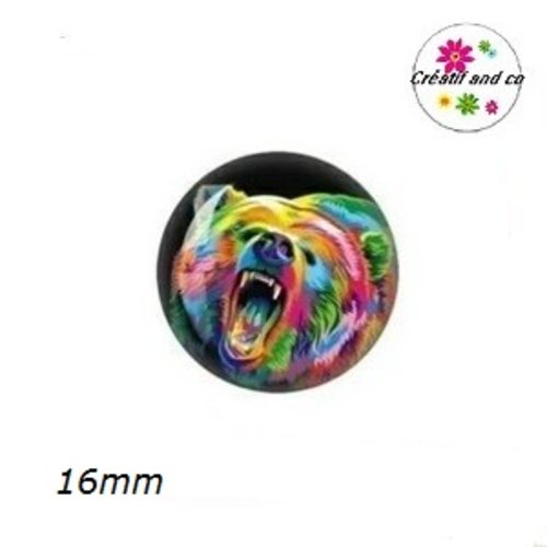X2 cabochons ours coloré 16mm