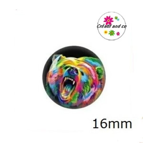 X2 cabochons ours coloré 16mm