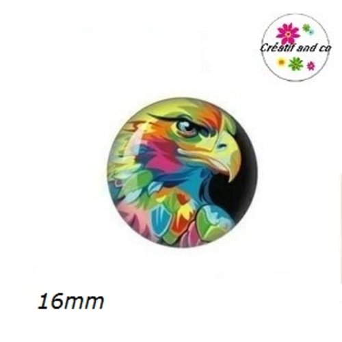 X2 cabochons aigle coloré 16mm