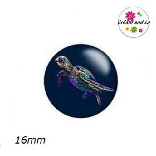X2 cabochons tortue colorée 16mm