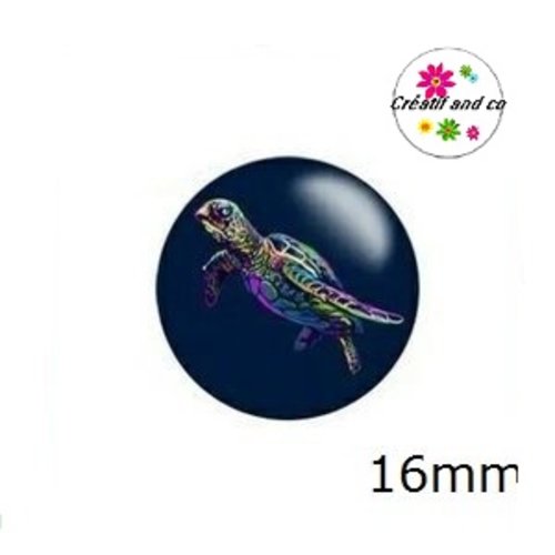 X2 cabochons tortue colorée 16mm