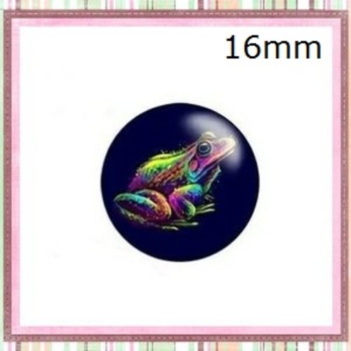 X2 cabochons grenouille colorée 16mm