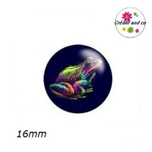 X2 cabochons grenouille colorée 16mm