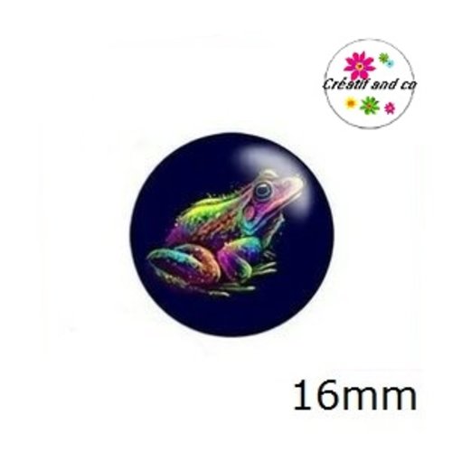 X2 cabochons grenouille colorée 16mm