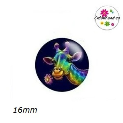 X2 cabochons girafe colorée 16mm