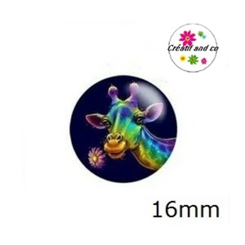 X2 cabochons girafe colorée 16mm