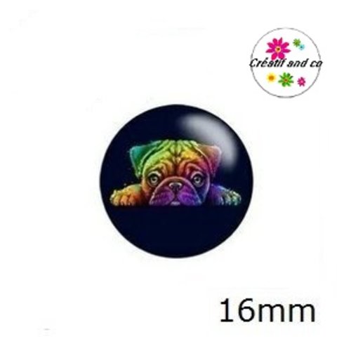 X2 cabochons chien coloré 16mm