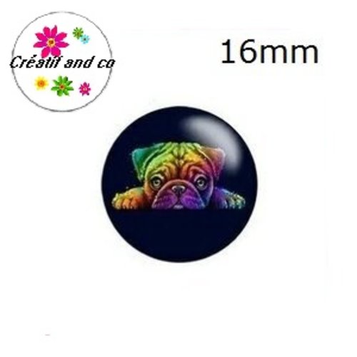 X2 cabochons chien coloré 16mm