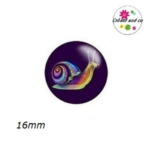 X2 cabochons escargot coloré 16mm
