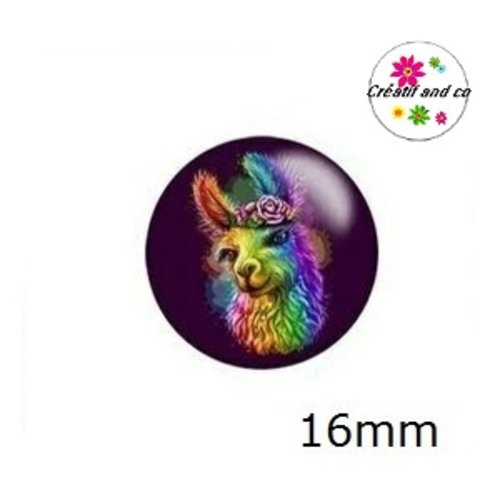 X2 cabochons lama coloré 16mm