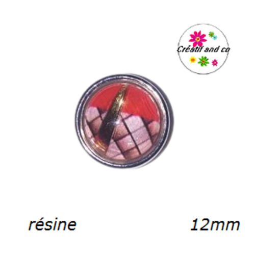 Bouton pression bord rouge résine 12mm