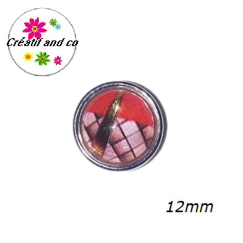 Bouton pression bord rouge résine 12mm