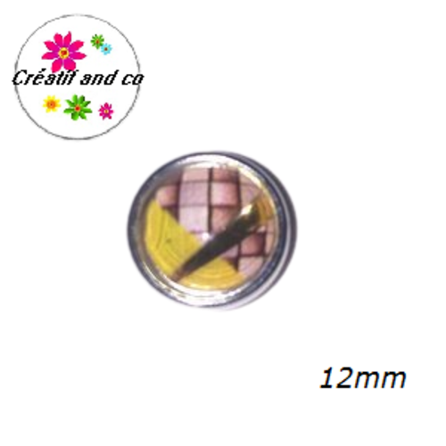 Bouton pression bord jaune résine 12mm