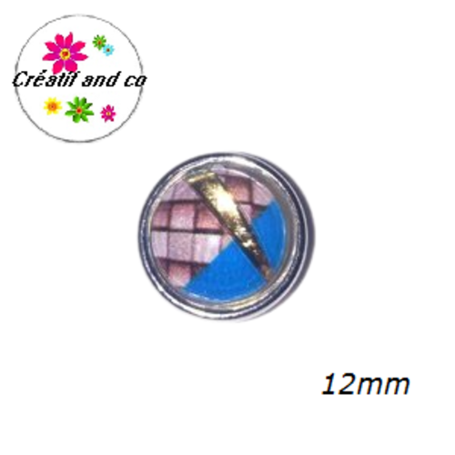 Bouton pression bord bleu résine 12mm