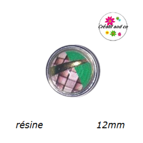 Bouton pression bord vert résine 12mm