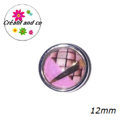 Bouton pression bord rose résine 12mm