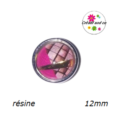 Bouton pression bord fuchsia résine 12mm