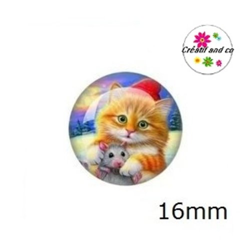 X2 cabochons chat 16mm