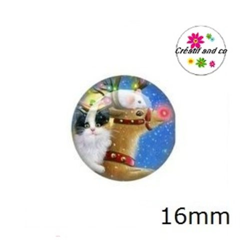 X2 cabochons chat 16mm