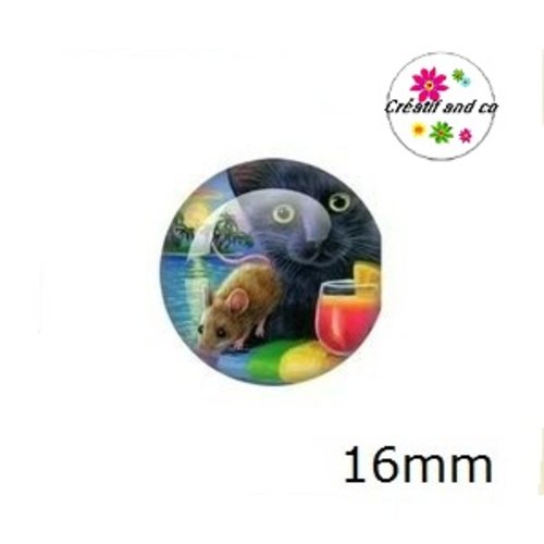 X2 cabochons chat 16mm