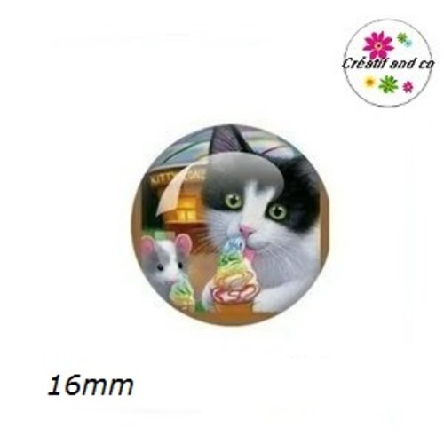 X2 cabochons chat 16mm