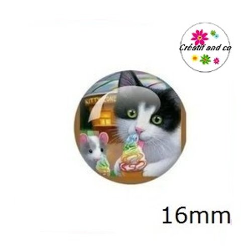 X2 cabochons chat 16mm