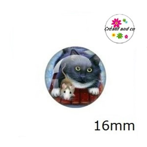 X2 cabochons chat 16mm