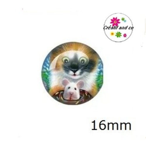 X2 cabochons chat 16mm