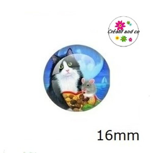 X2 cabochons chat 16mm