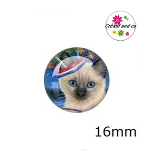 X2 cabochons chat 16mm