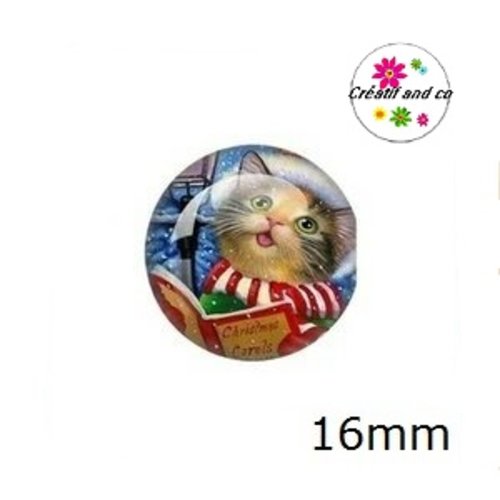 X2 cabochons chat 16mm